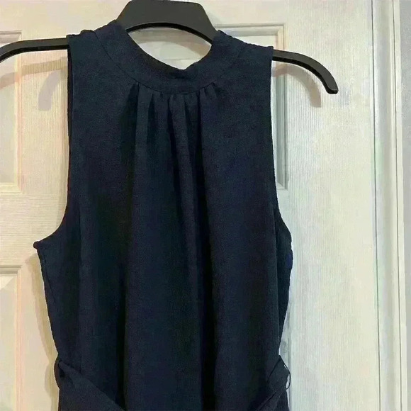 Anne Klein Women's Sleeveless Belted Gauze Midi Dress Blue Size 2 - Picture 4 of 9